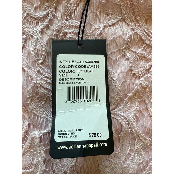 Adrianna Papell Icy Lilac Lace Sleeveless Top L NWT Elegant - Picture 7 of 8